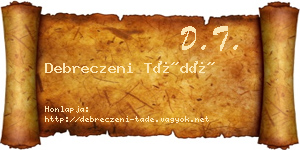 Debreczeni Tádé névjegykártya